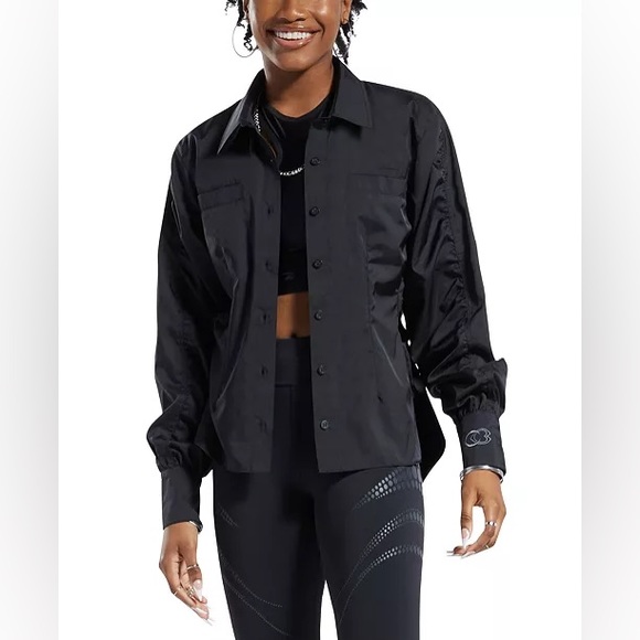 Reebok x Cardi B. Ruched-Sleeve Active Shirt in Black, Plus Size 2X New w/Tag - Picture 8 of 15